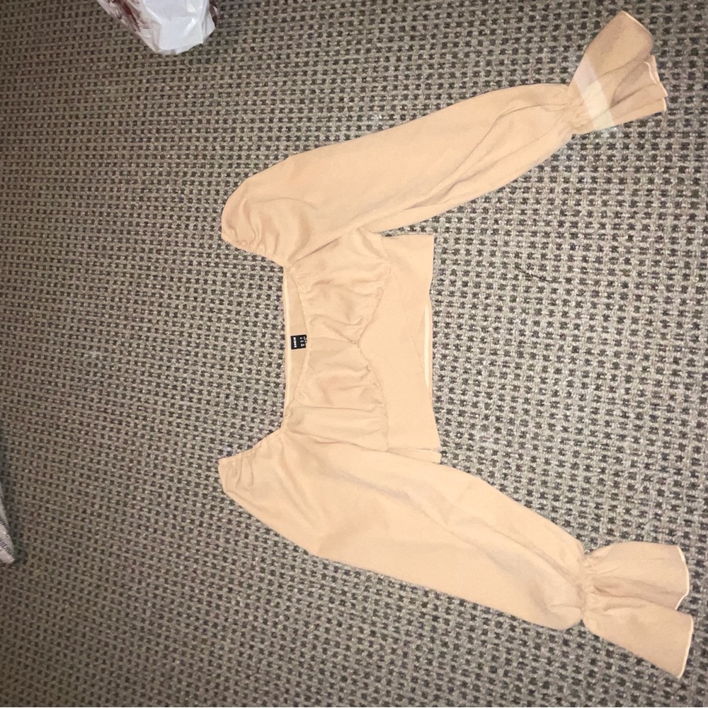Tan shein long sleeve crop top